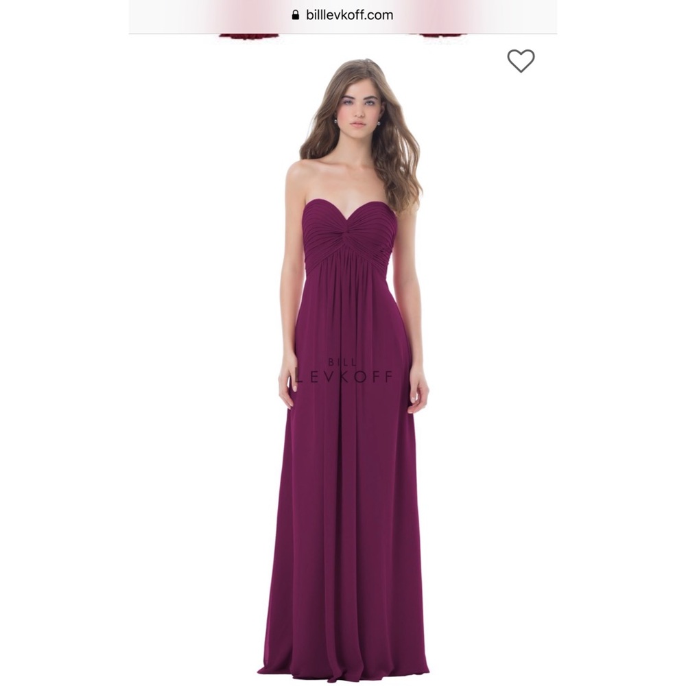 Bill Levkoff strapless bridesmaid dress in Sangria
